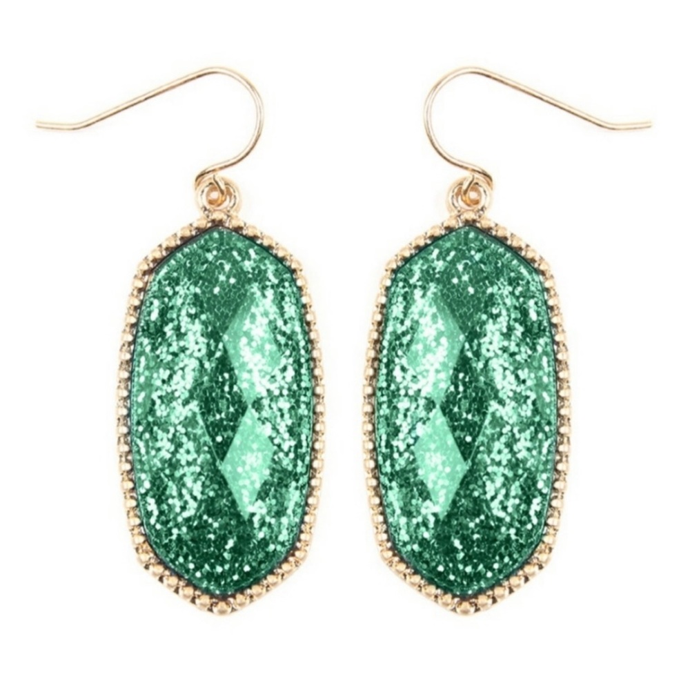 LAST PACK | Green glitter earrings